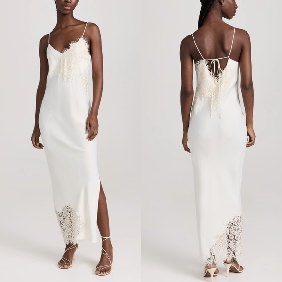 Róhe Dresses & Skirts - RÓHE Lace-trimmed Satin Maxi Dress